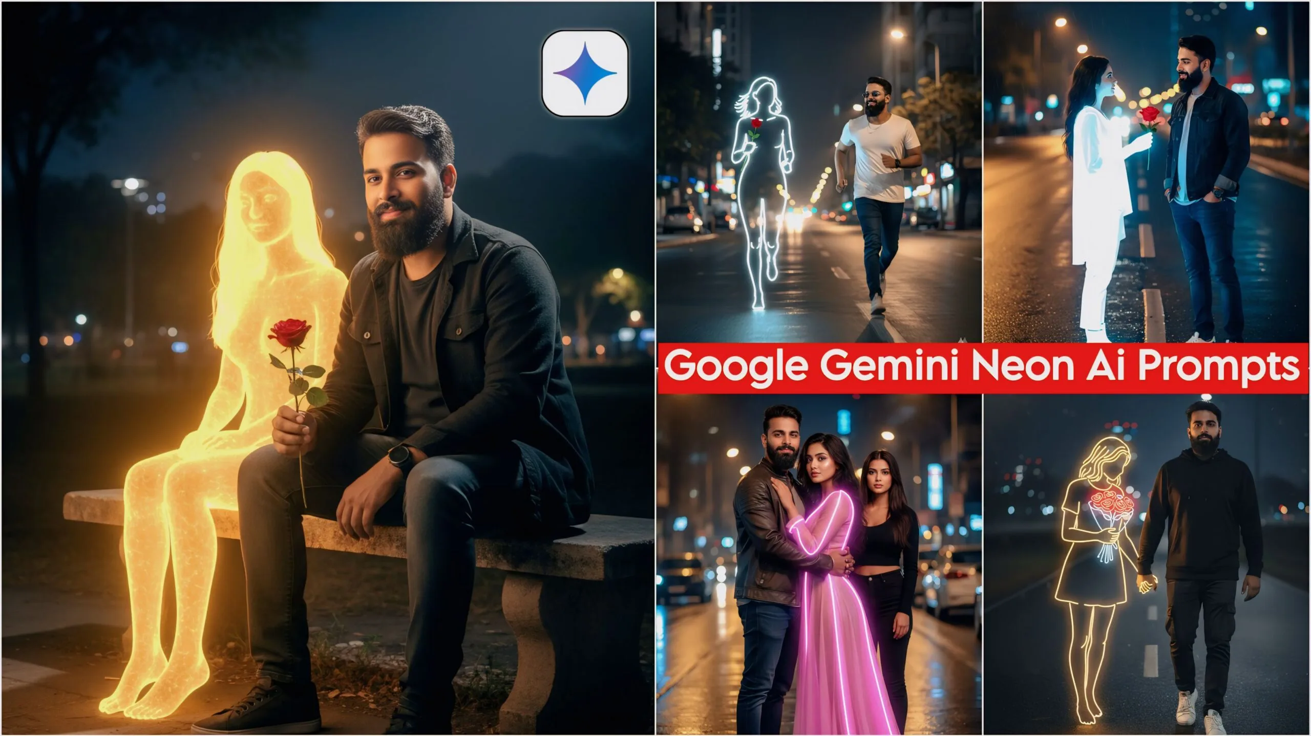 6 Prompt Gemini AI Neon Glow Street Effect, Foto Malam Lebih Dramatis Tanpa Terlihat Editan