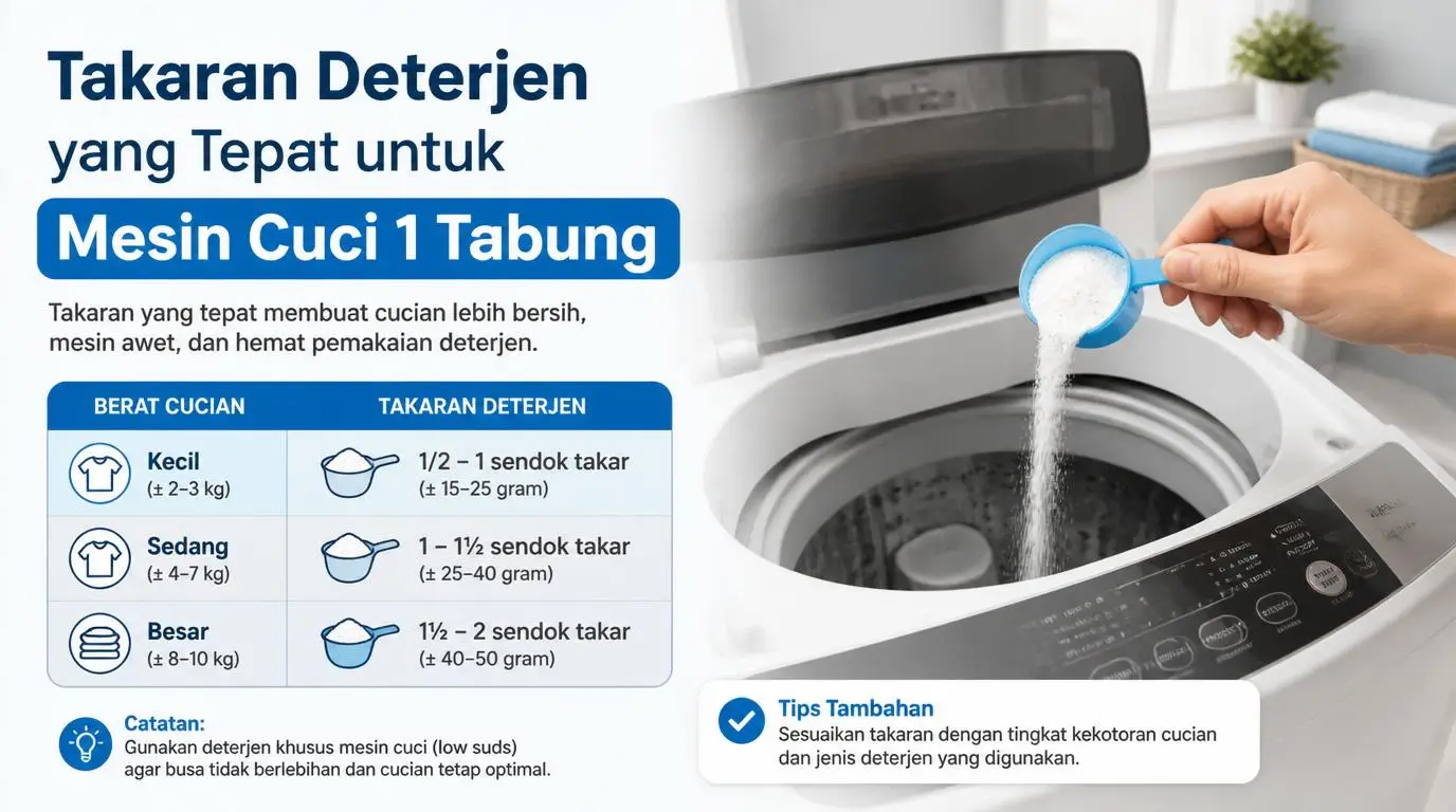 Takaran Deterjen Bubuk Mesin Cuci 8 Kg yang Pas, Baju Bersih Tanpa Residu dan Mesin Lebih Awet