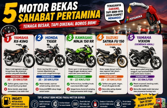5 Motor Bekas Julukan Sahabat Pertamina, Tenaga Nagih Tapi BBM Bikin Dompet Terkuras