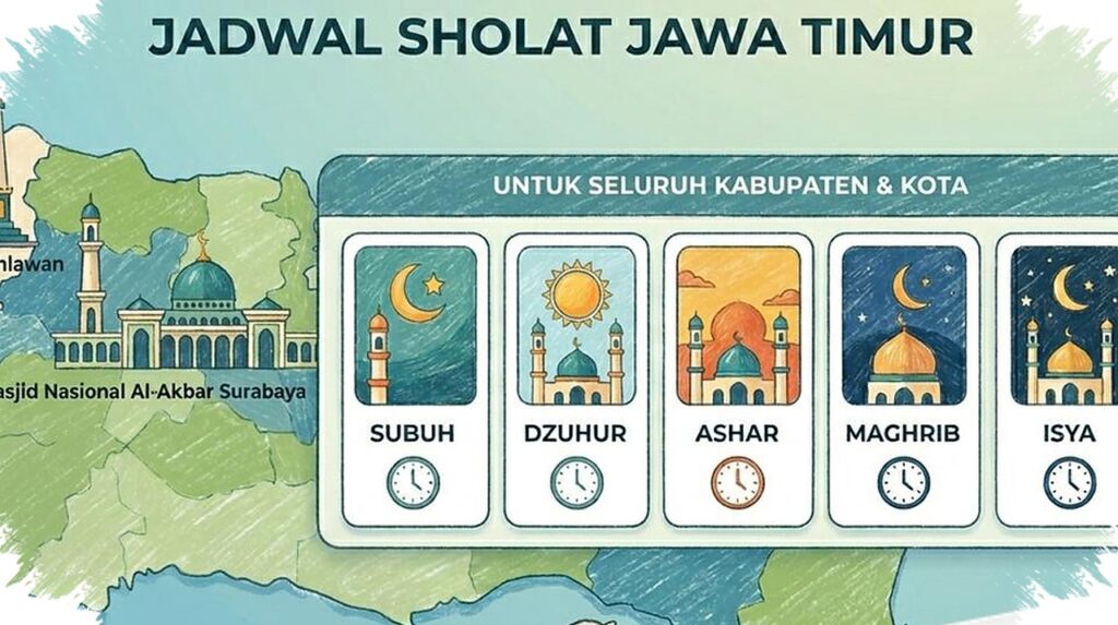 Banyuwangi Paling Awal, Pacitan Paling Akhir, Jadwal Sholat Jawa Timur 2 Juni 2026 Lengkap 38 Wilayah