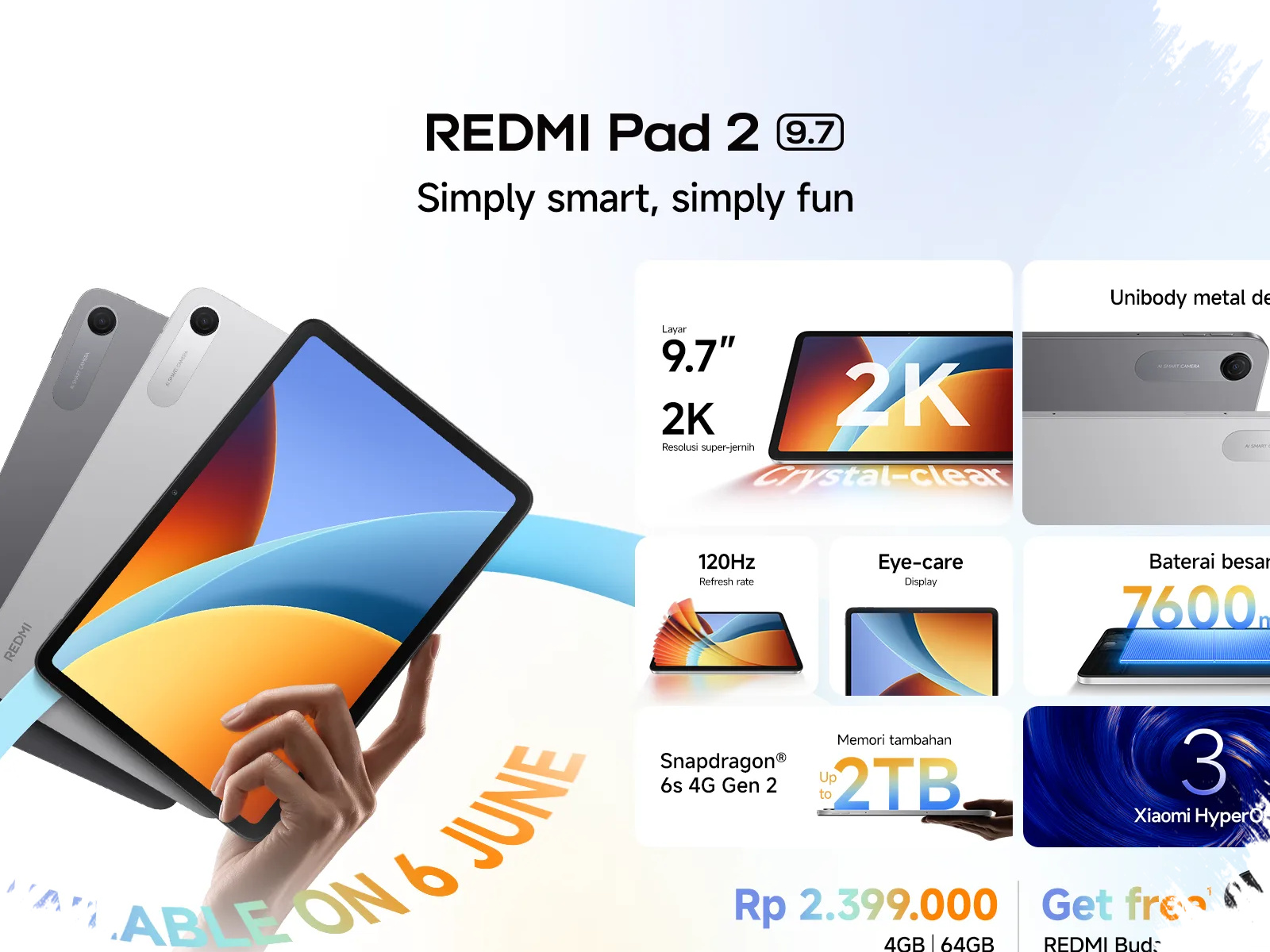 Xiaomi Tambah Redmi Pad 2 9.7 Dan Headphone Neo, Ekosistem Kerja-Hiburan Makin Lengkap