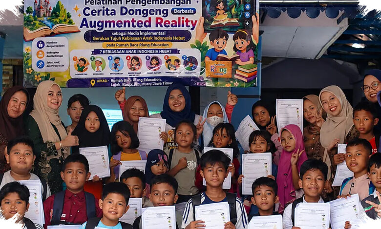 Anak Rumah Baca Riang Menulis Dongeng AR, Literasi Bertemu Teknologi di Bangil