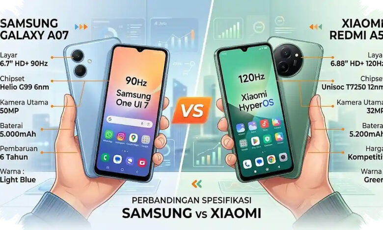 10 HP Rp2 Jutaan dengan RAM 8/256 GB, Redmi 15 dan Galaxy A07 Sama-Sama Menantang