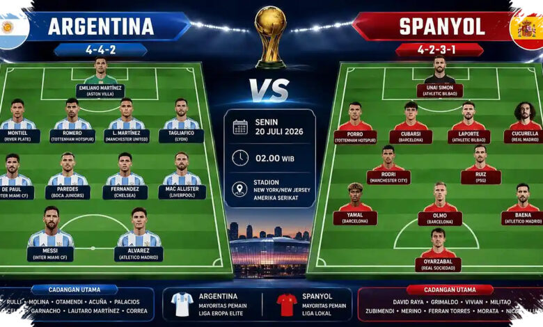 Spanyol Pertahankan Starter, Argentina Rombak Tiga Nama di Final Piala Dunia 2026