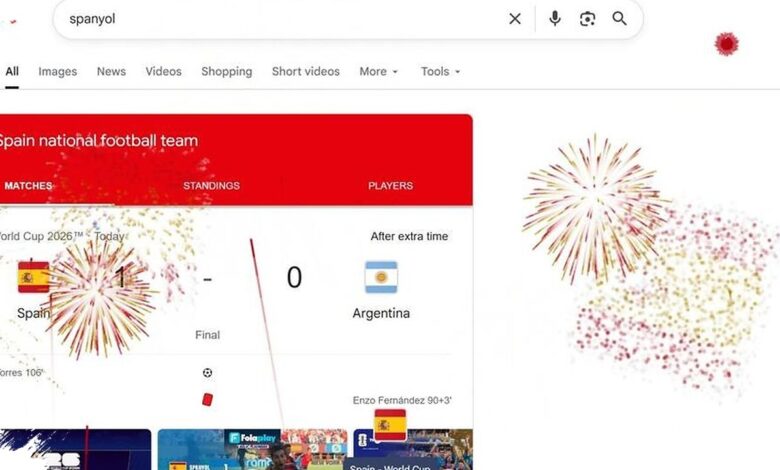 Spanyol Juara Piala Dunia 2026, Google Munculkan Kembang Api di Halaman Search